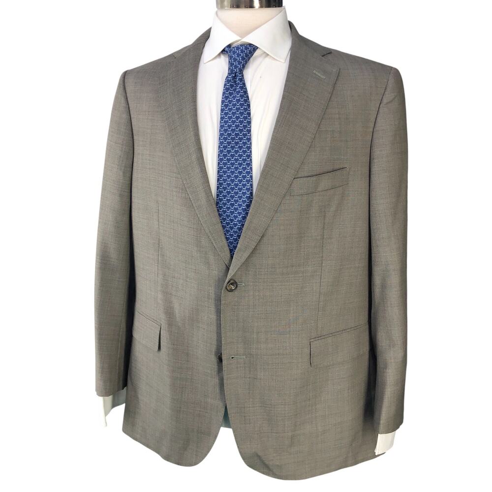 J Hilburn Mens Size 45R Sport Coat Blazer Light Taupe Revenge Super 150s $800